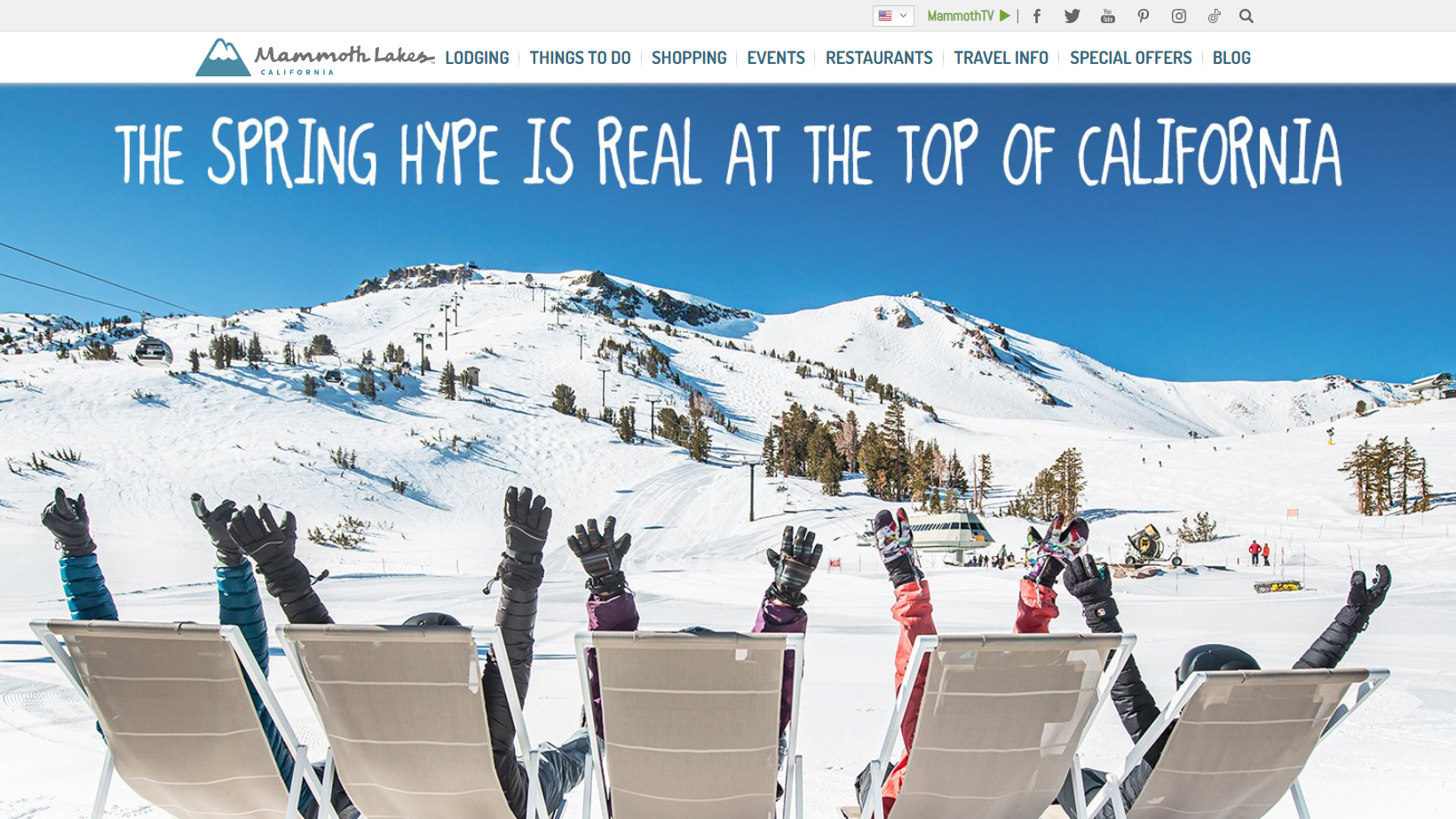 Visit Mammoth, CA website screenshot